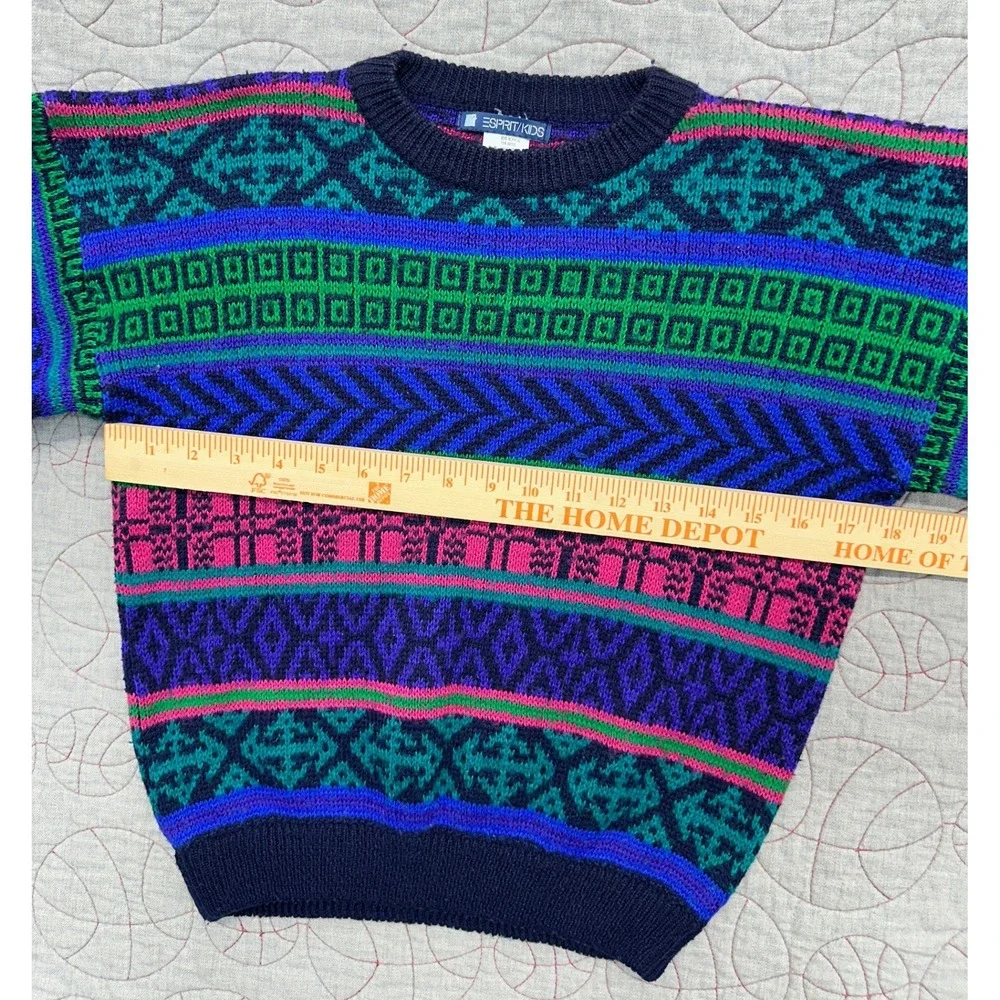Esprit Kids Sweater Multicolor Geometric Vintage 80s 90s / Kids' Medium